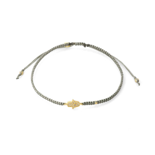 Braided Silk Cord Bracelet With Mini Hamsa
