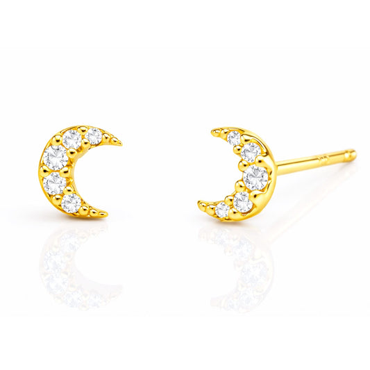 Mini Pave Moon Earrings