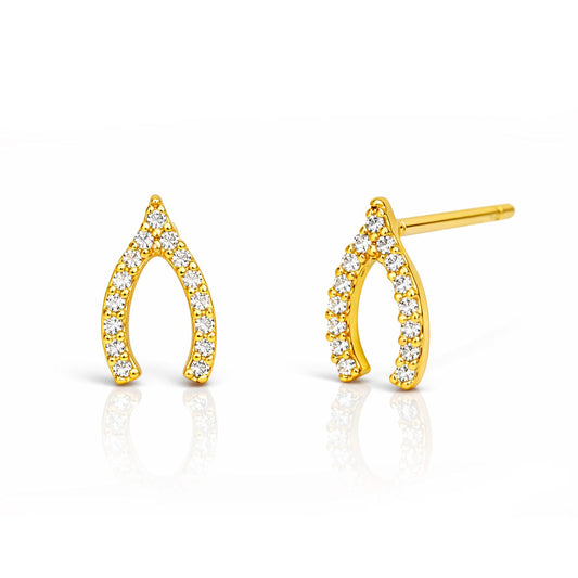 Pave Mini Wishbone Earrings