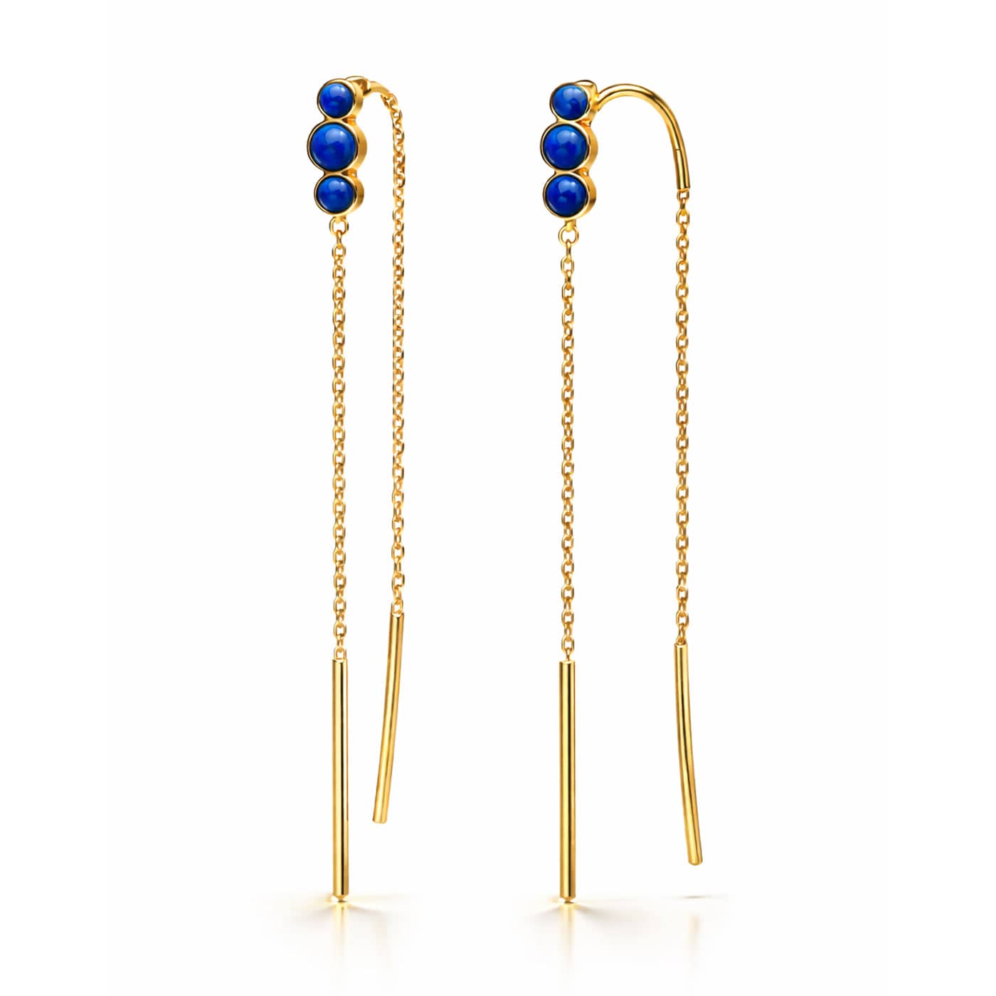 Triple Stone Threader Earring